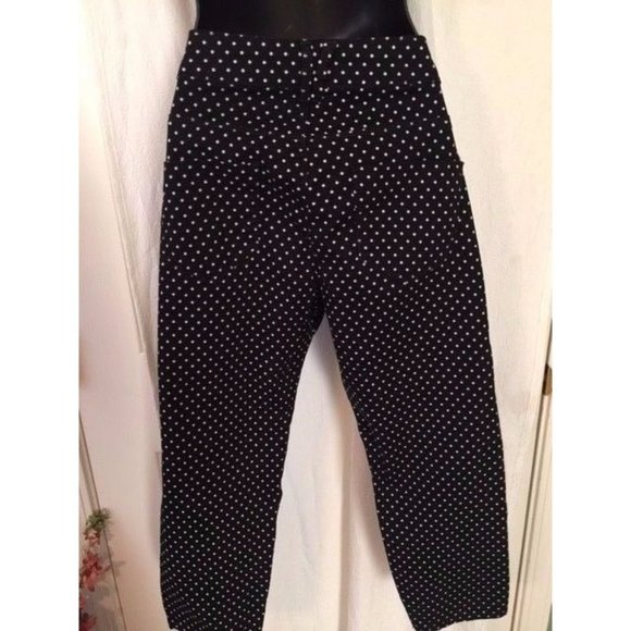 M&S UK Women's Cropped Jegging Jean Size 10 UK, 8 US Black with White Polka Dots - Picture 3 of 6